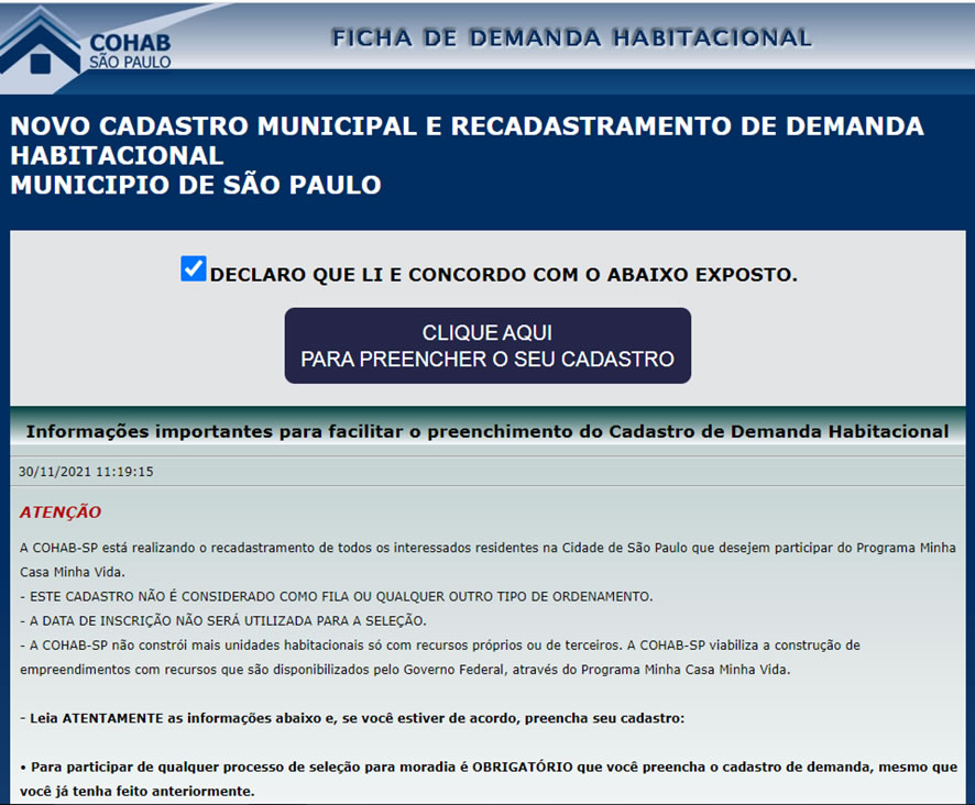 Site COHAB pagina inicial